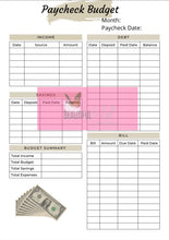 Load image into Gallery viewer, Paycheck & Monthly Budget Planner Printable Instant Download