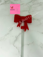 Load image into Gallery viewer, Cutesy Bow Silicone Stanley Tumbler Straw Cover
